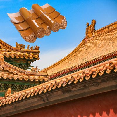 Kuil Antik Ubin Atap Mengkilap Cina