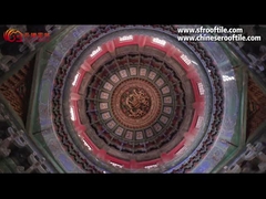 Lantai atap bergilas kuning gaya Cina untuk kuil