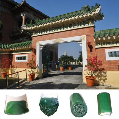 kualitas  Plain Chinese Ceramic Roof Tiles Green Glazed Handmade Clay Roof Tiles pabrik