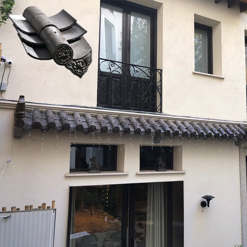 Peti atap tanah liat Cina tahan panas untuk proyek villa resor Korea kuno Dekorasi halaman