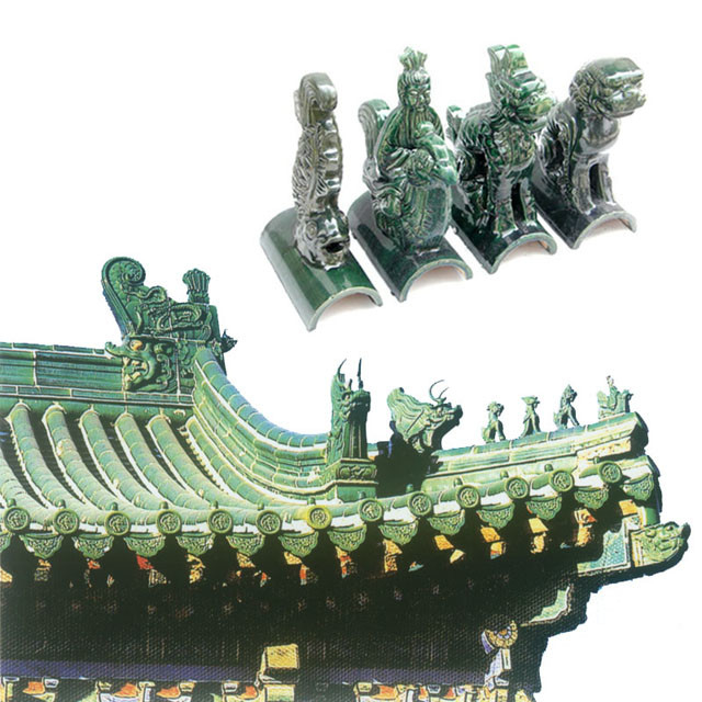 Naga Binatang Cina Dekorasi Ridge Atap Kaca Finish Berwarna Untuk Atap buatan tangan
