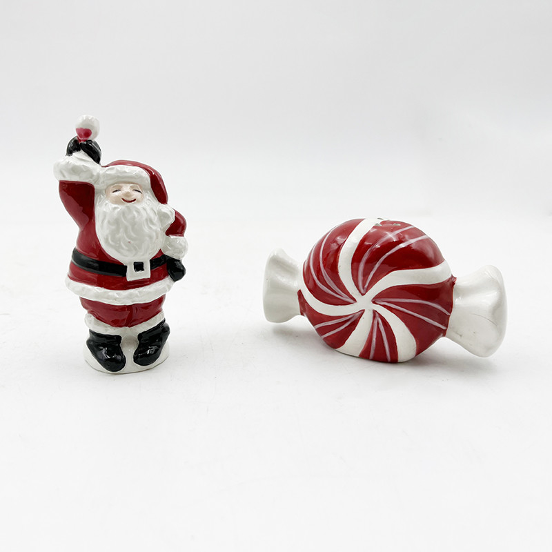 Kerajinan Keramik Lukisan Tangan Natal Santa Claus Tahun Baru Candy Salt & Pepper Shaker Custom Size Pattern