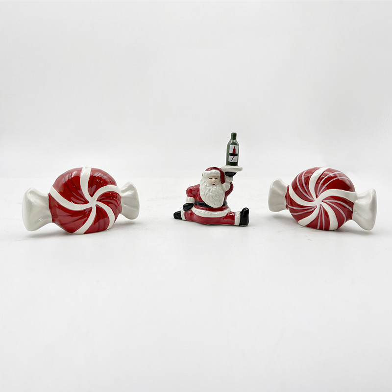 Kerajinan Keramik Lukisan Tangan Natal Santa Claus Tahun Baru Candy Salt & Pepper Shaker Custom Size Pattern