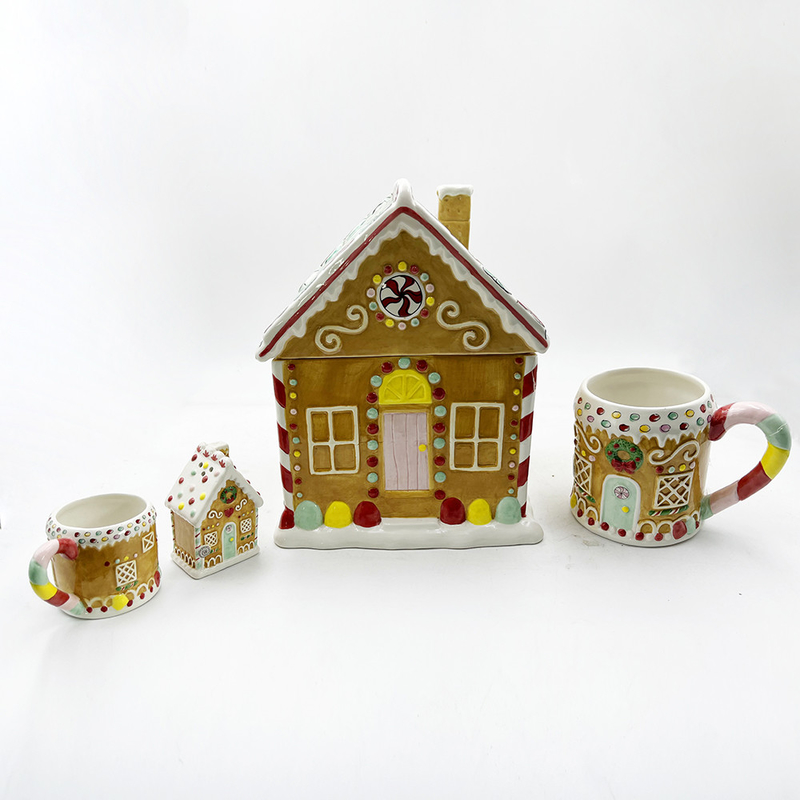 Produk Keramik Custom yang indah Seri Natal Permen Penitipan Toples Kreatif