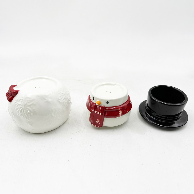 Snowman Keramik Hadiah Kreatif Tiga Piece Set of Salt And Pepper Shakers Custom Pattern