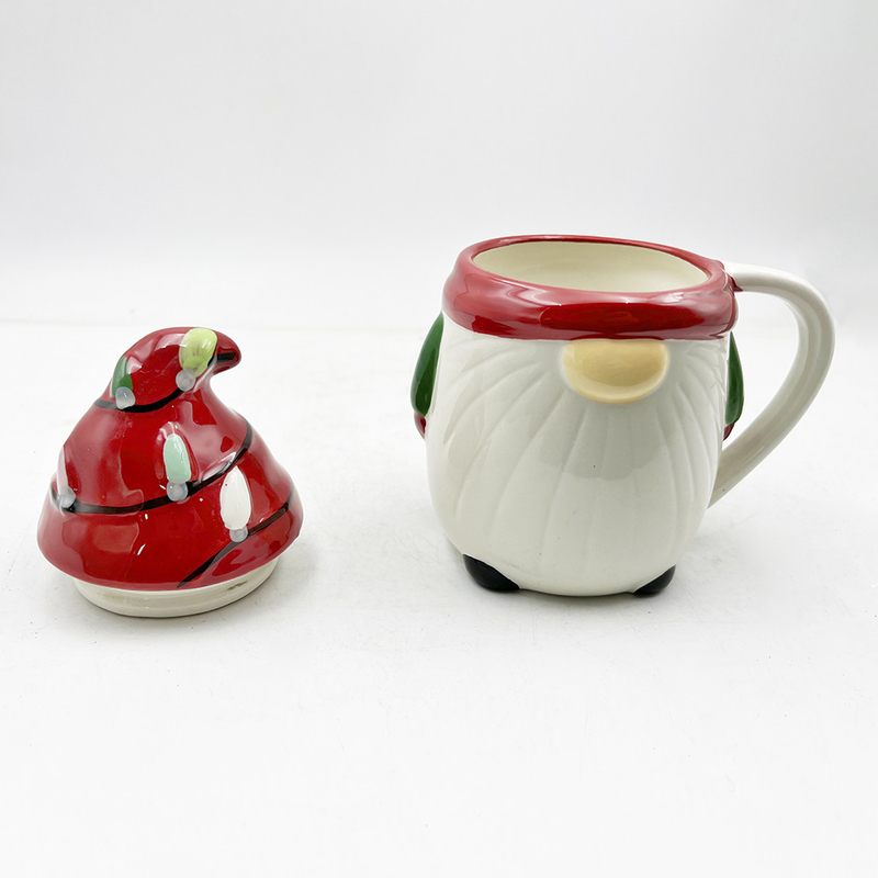 Custom Creative 3D Spring Gnome Dekorasi Cups Natal Keramik Mug Dengan Tutup