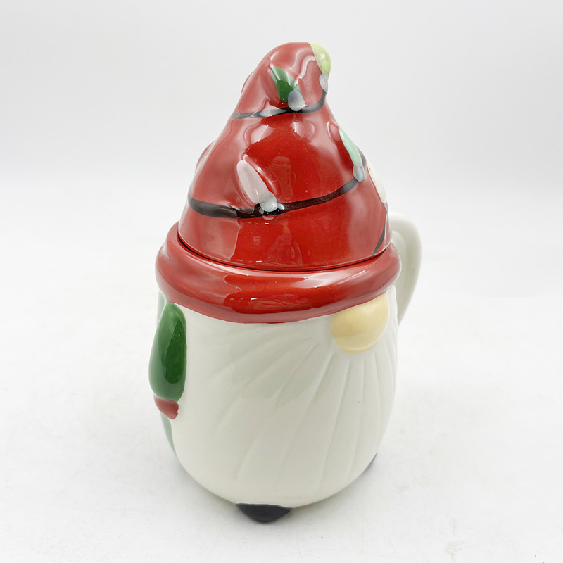Custom Creative 3D Spring Gnome Dekorasi Cups Natal Keramik Mug Dengan Tutup