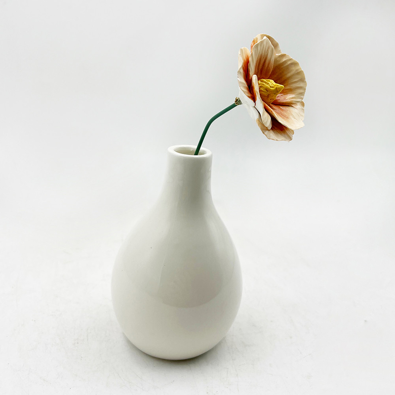 Custom Modern Ornament Meja Keramik wadah bunga buatan tangan Glaze Dan Mat Keramik Bud Vase Untuk Dekorasi Rumah
