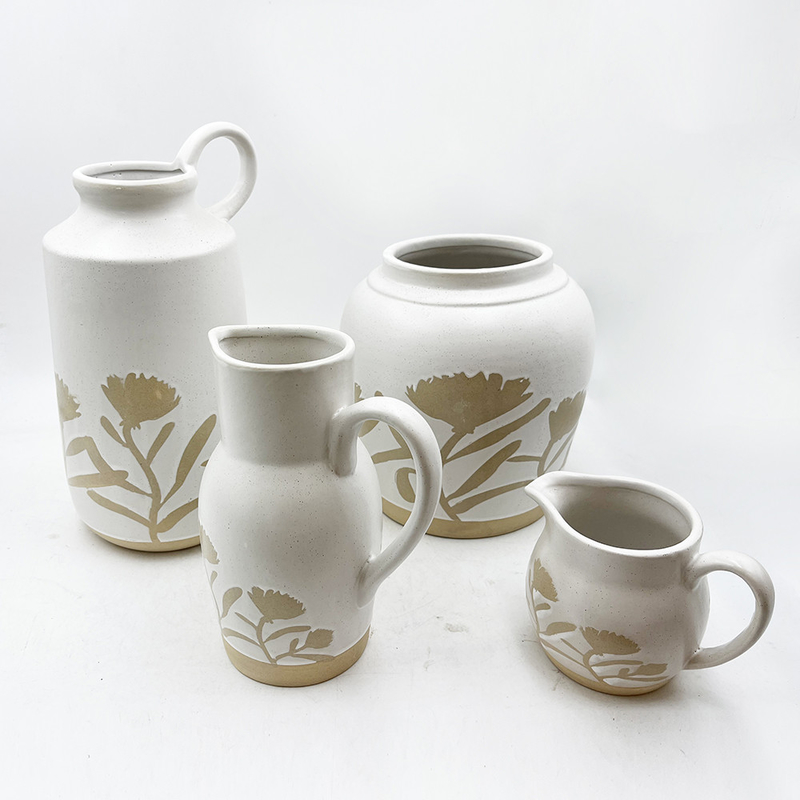 Vintage Pottery Pitcher Untuk Dekorasi Rumah Vase Keramik Modern Rumah Pertanian Rustikal Boho
