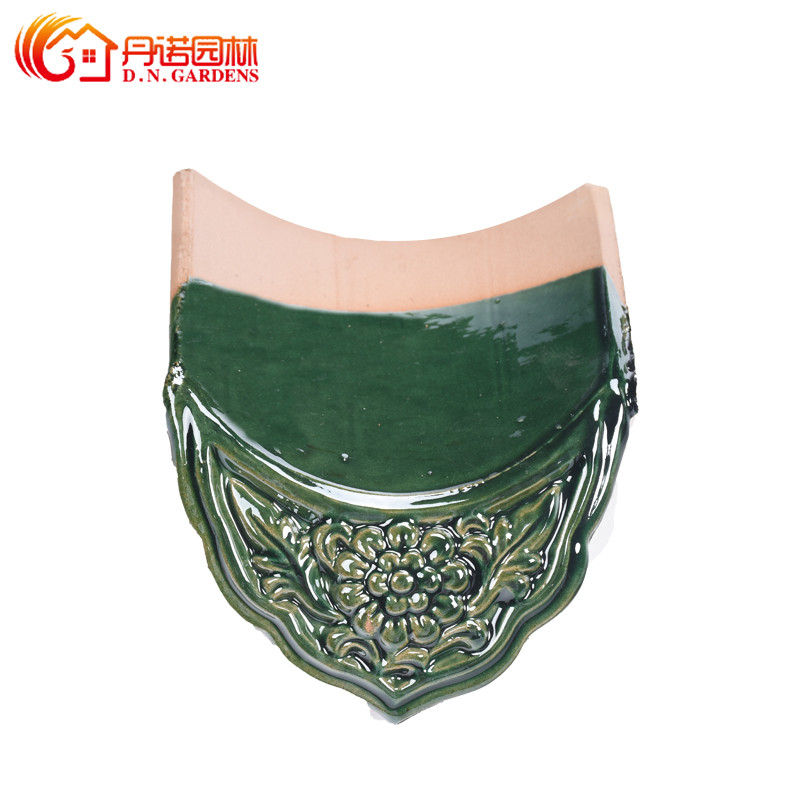 China Kaca Keramik Atap Genteng 180*180mm Vibrant Green Glaze Weatherproof untuk Atap Pagoda