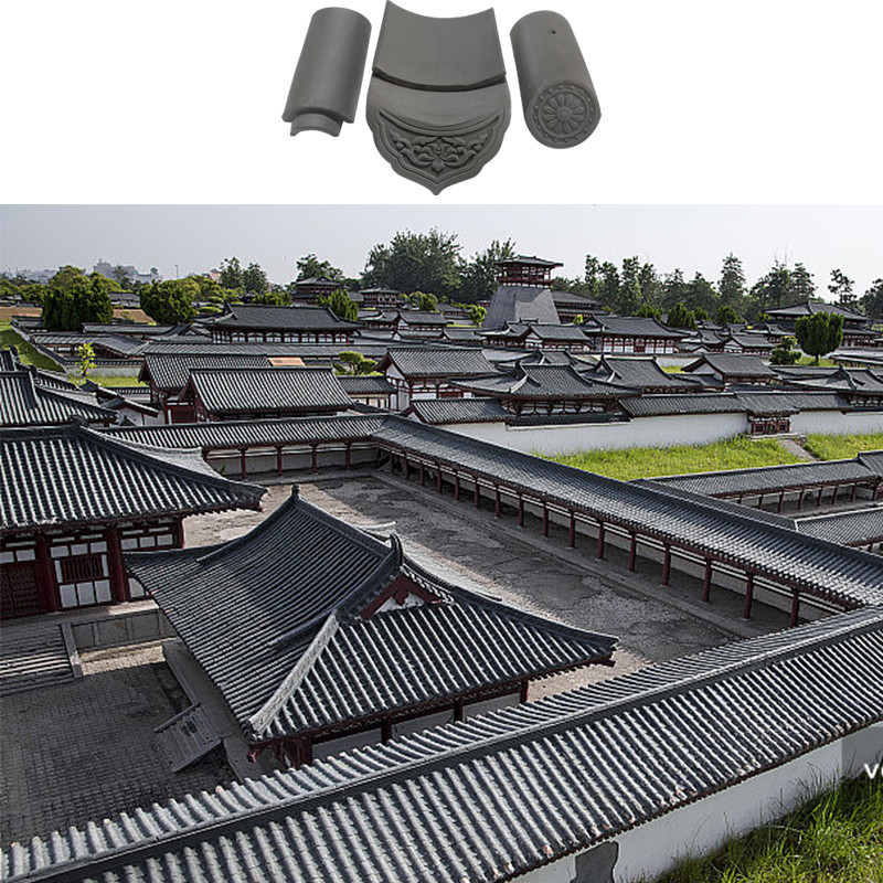 China Gray Clay Roof Tile tahan cuaca tahan untuk atap tradisional Desain atap modern