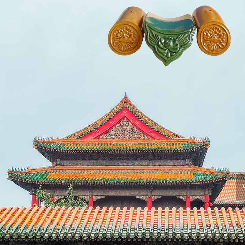 Chinese Glazed Roof Tile 18x18cm Stunning Glaze Keramik awet Untuk Atap Paviliun Arsitektur Cina