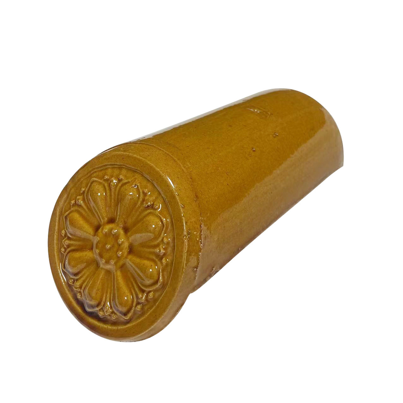 Lantai atap kaca Cina Elegant Glaze Kuning Panjang untuk Gaya Kekaisaran Kuno Atap Desain Modern