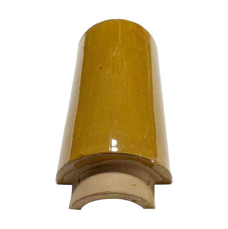Lantai atap kaca Cina Elegant Glaze Kuning Panjang untuk Gaya Kekaisaran Kuno Atap Desain Modern