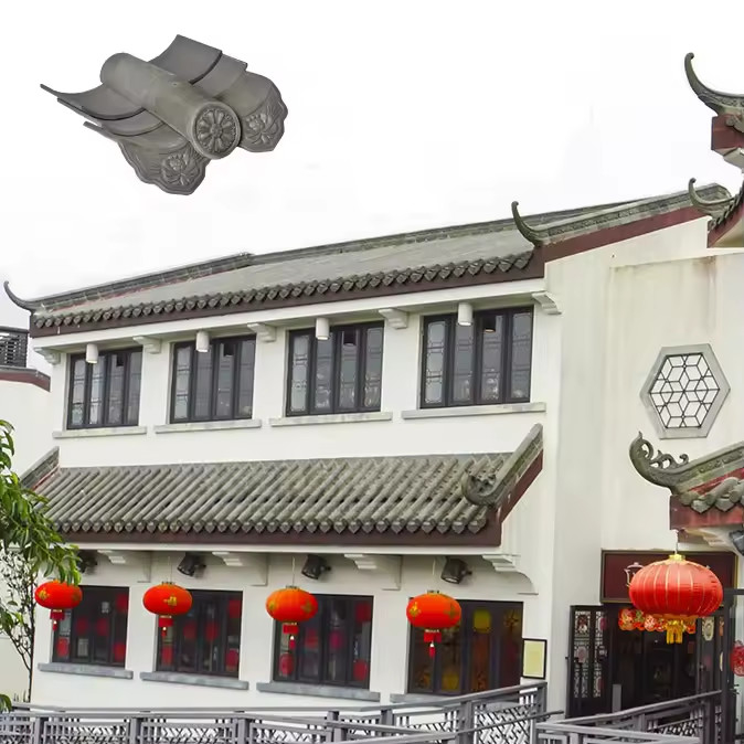 Chinese Tea House Roof Tile Sushi residence Restaurant Dekorasi atap tanah liat Material Tile