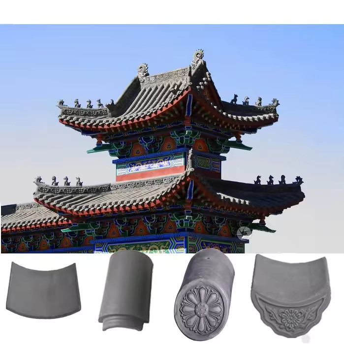 Authentic Traditional Chinese Temple Roof Tiles Premium Gray Clay Daya Tarik Tanpa Waktu Sempurna Untuk Restorasi Atap