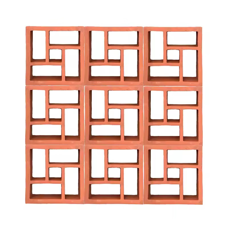 Blok Breeze Untuk Dekorasi Dinding Pola Geometri Terracotta Tanah liat Ventilasi Batang Bata Langit-langit Kerongkongan Dekoratif