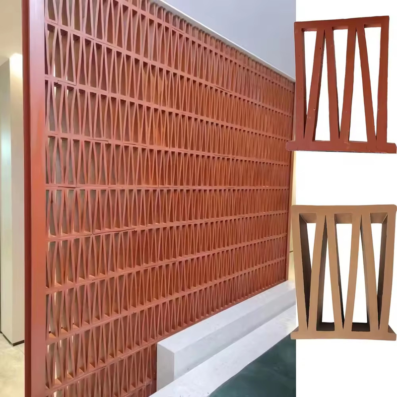 M Pattern Gaya Romawi Bangunan Tembok Veneer Breeze Blok Limbah Tanah liat Terracotta berlubang Dekorasi Tembok Jubin