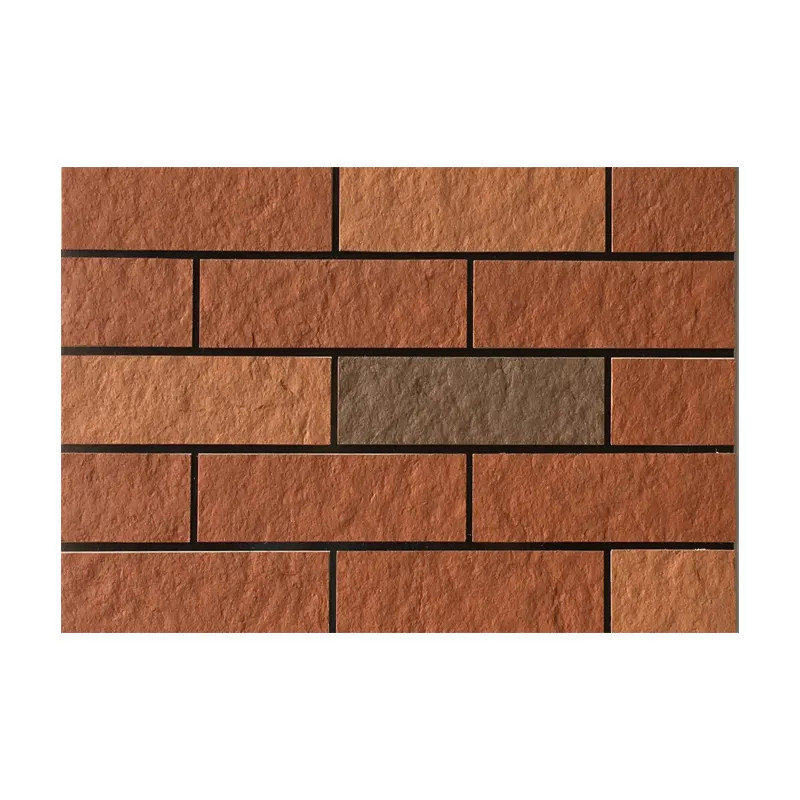 Classic Brown Brick Look Flexible Soft Stone Wall Tile Untuk Dekorasi Dinding Luar Sekolah 3mm Thin Fireproof MCM Stone
