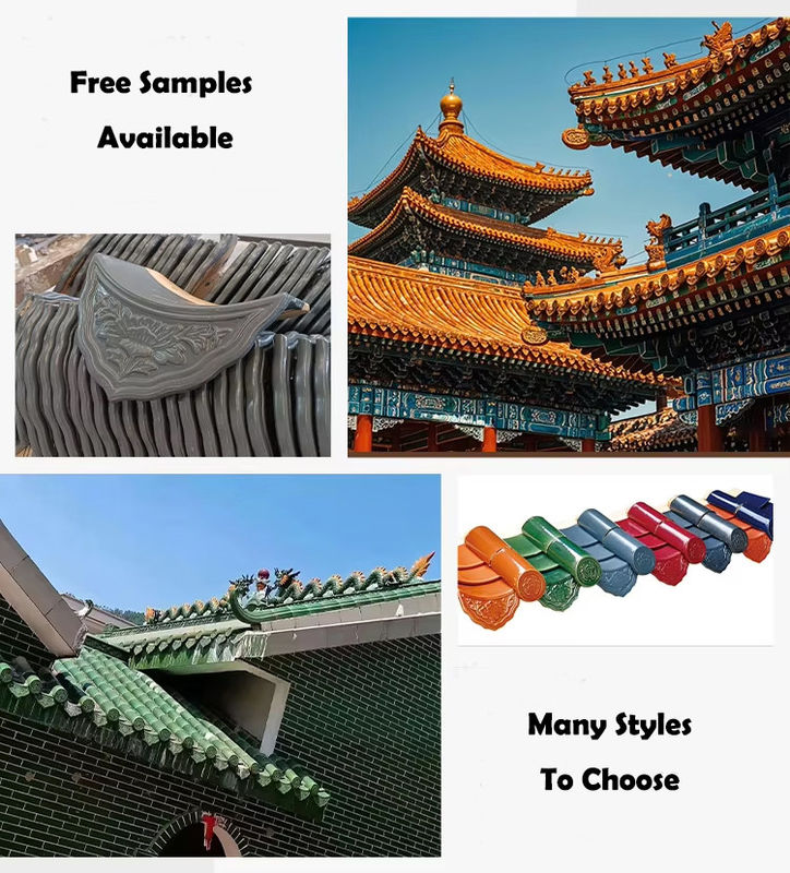 Classic Terracotta Chinese Temple Roof Tile Glossy Berbagai ukuran Warna