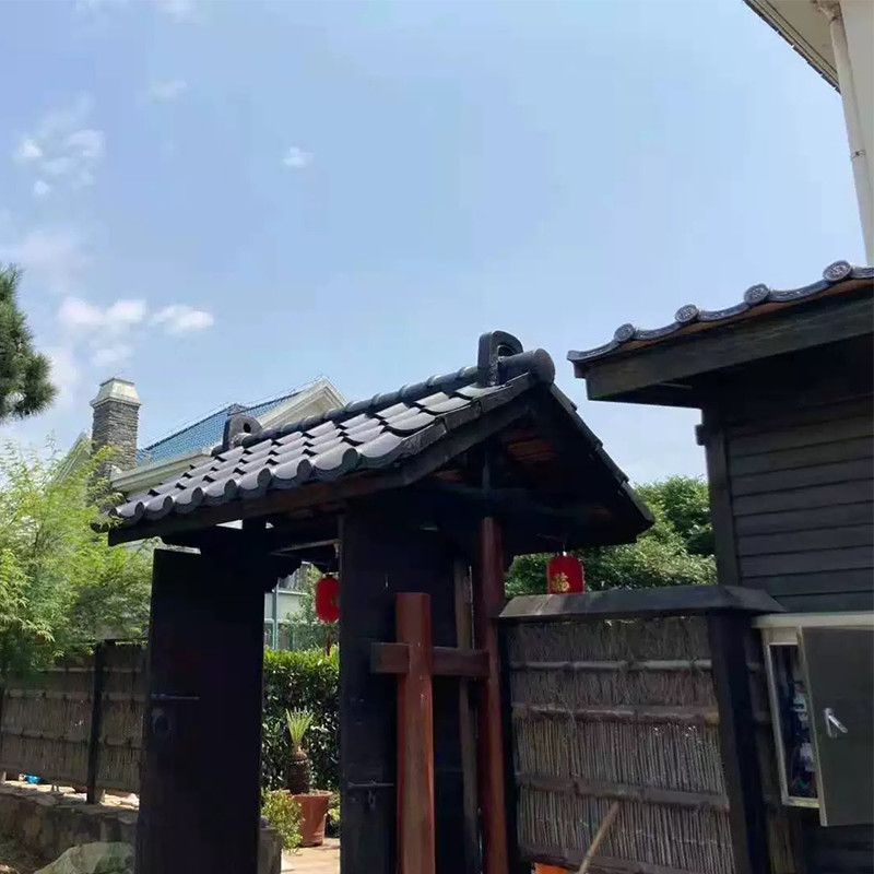 Genteng atap Jepang Nokisugi Batu Ukuran Kecil Grey-Glazed untuk atap gudang taman