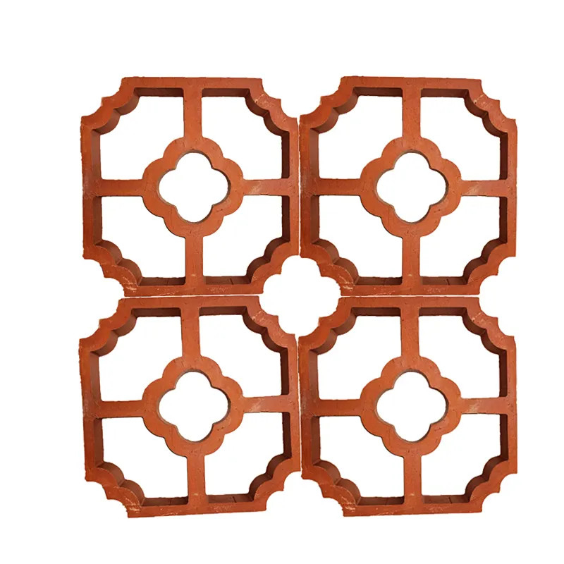 Pabrik Supply 200*200mm Tanah liat bakar Breeze Blok Merah padat Perforated dinding dekoratif batu bata