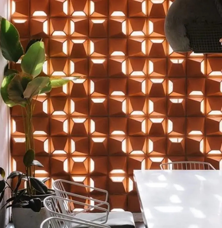 Hotel Eksterior Clinker Keramik Wall Bricks Dekoratif Terracotta Screen Breeze Blok