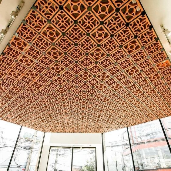 Bahan Dekorasi Dinding Interior Terracotta Kerongkongan Breeze Blok Panel Dinding Ventilasi Bata