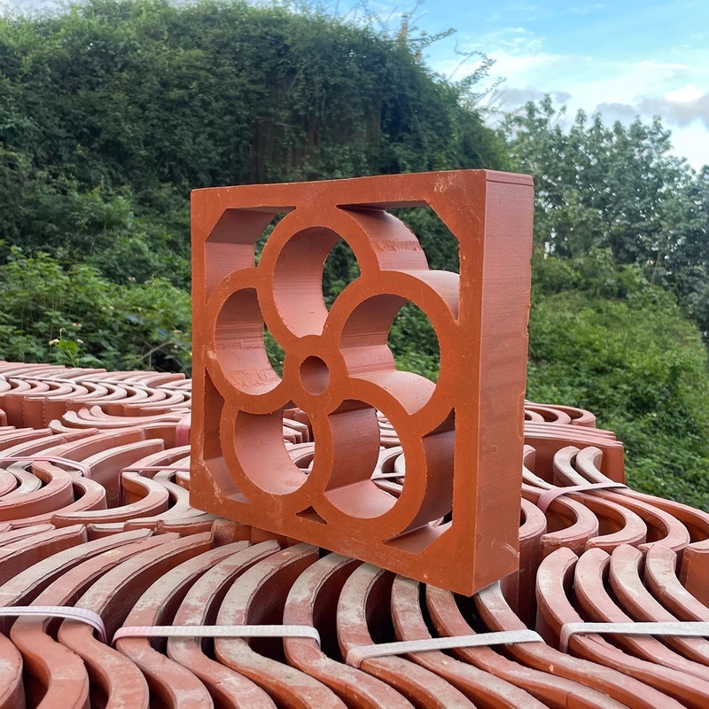 Terracotta Jali Breeze Block Dekorasi Peti Tembok Luar Bangunan Bata 200*200mm