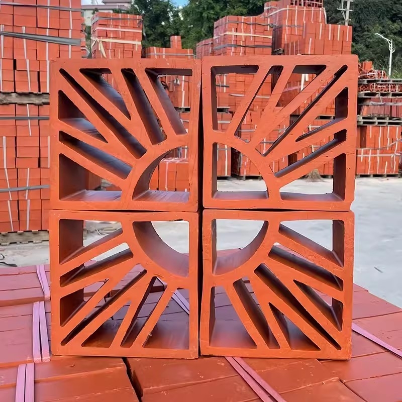 Dinding eksterior batu bata merah bahan dekorasi bangunan sekolah terracotta dinding Breeze blok