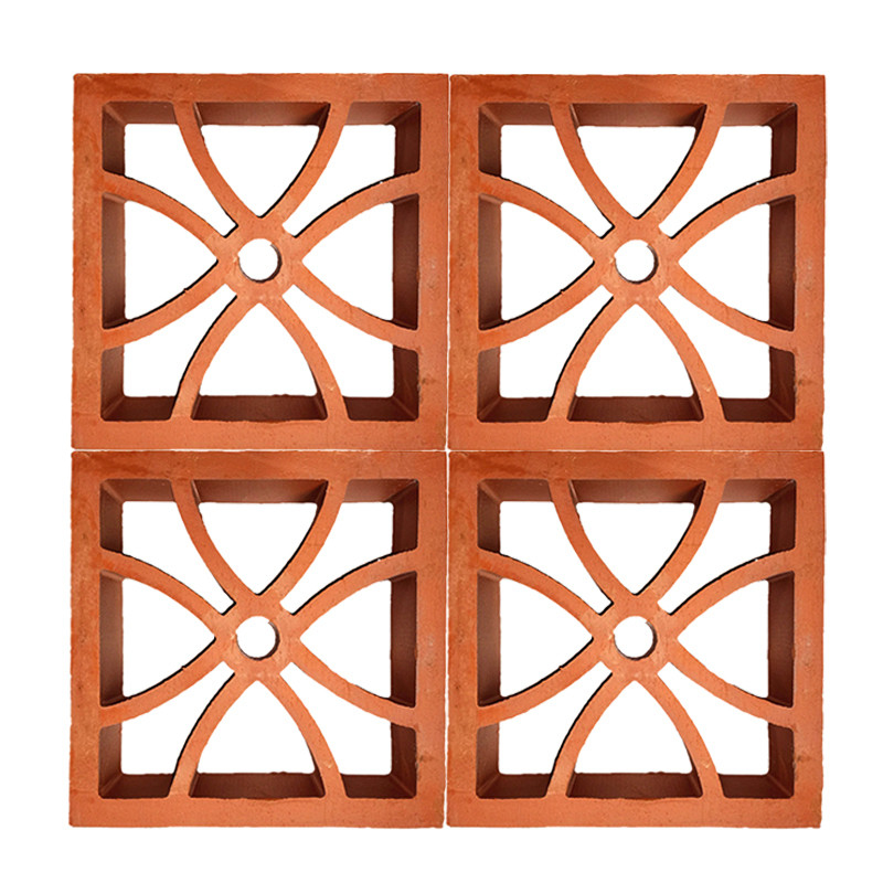 800 Centigrade Insulasi Panas Terracotta Merah Breeze View Blok Bangunan Lumpur Untuk Dekorasi Modern Pemandangan Dinding Luar