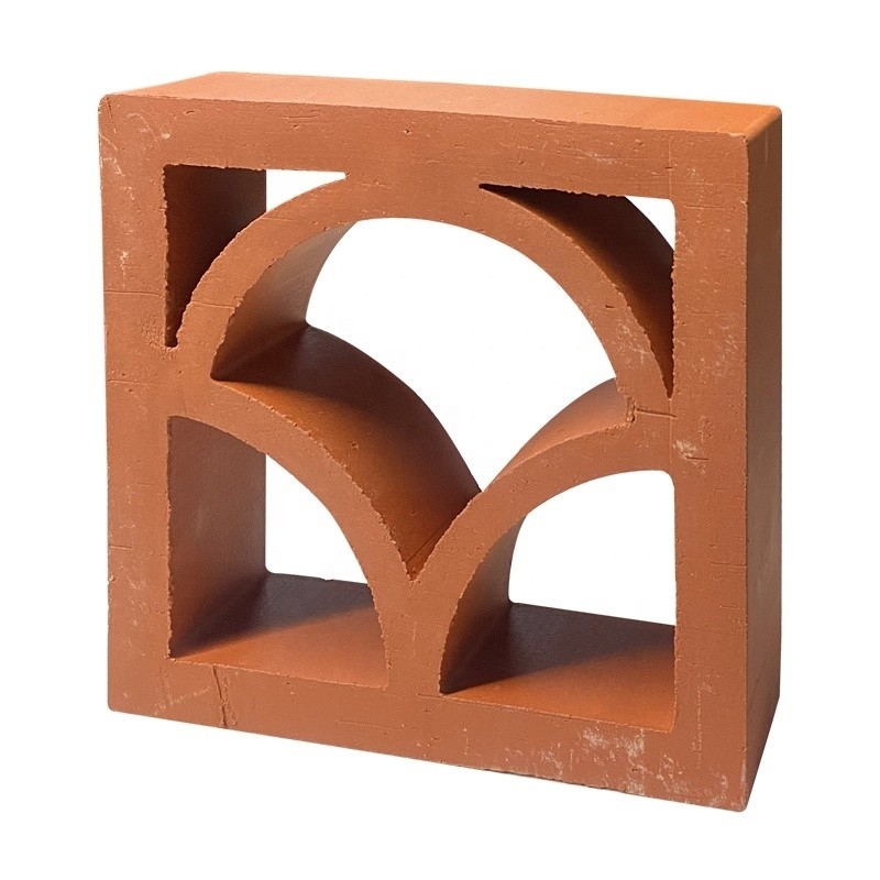 800 Centigrade Insulasi Panas Terracotta Merah Breeze View Blok Bangunan Lumpur Untuk Dekorasi Modern Pemandangan Dinding Luar