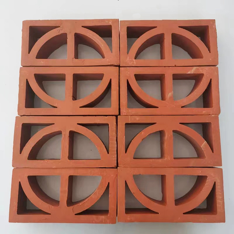 Ukuran Umum 240*120*60mm Batu bata api tanah liat buatan tangan Jubin Ventilasi Isolasi panas hingga 800°C untuk Fasad Panel Taman
