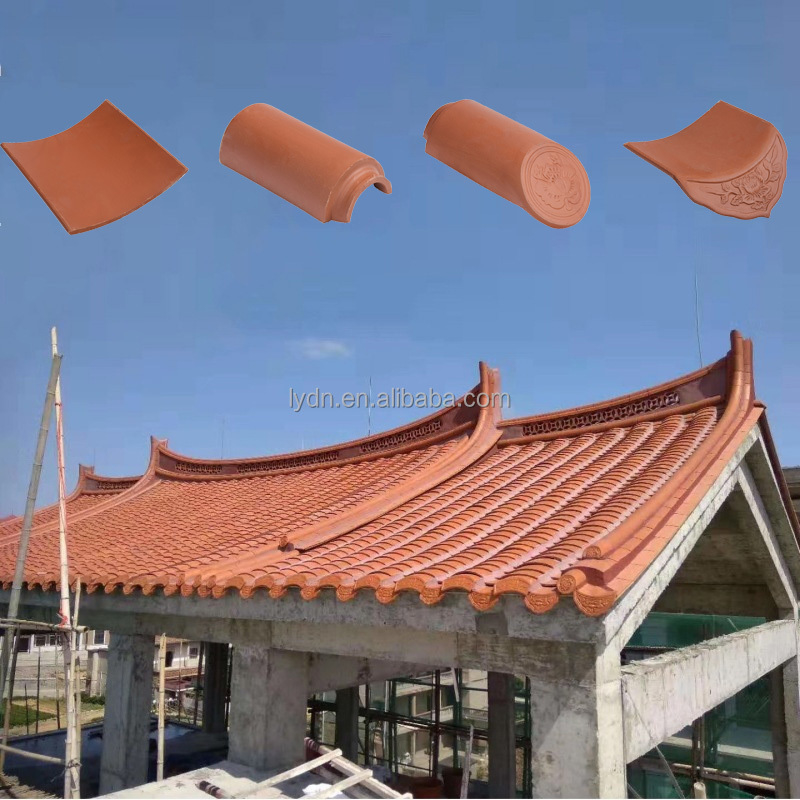 China Natural Red Clay Roof Tiles for Garden Pagoda Rumah Terracotta Bahan atap