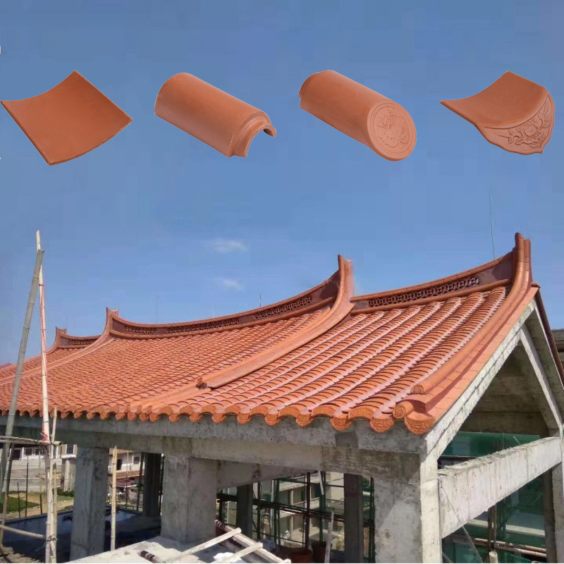 China Natural Red Clay Roof Tiles for Garden Pagoda Rumah Terracotta Bahan atap