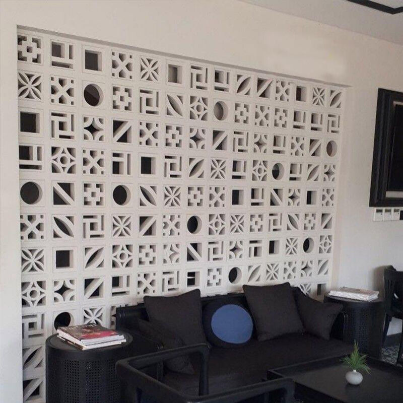 Serial Linear Minimalis Layar Beton Putih Blok Angin Komponen semen Batu bata untuk Fasad Modern