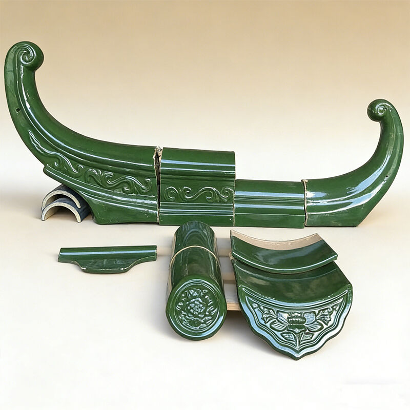 Chinese Traditional Green Glazed Roof Tile Jade Green Handmade Clay Glazed Tile Fireproof Waterproof for Asian Temple Villa