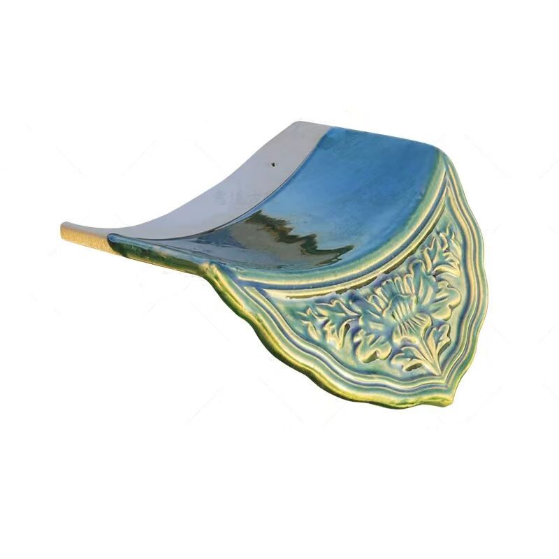 Desain Atap Warna Hijau Filipina Ubin Glasir Harga Murah dengan Lubang untuk Atap Tiongkok Kuno