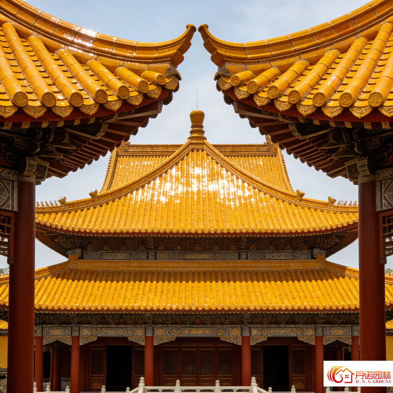 Bahan Bangunan Gaya Kuno Genteng Atap Emas Gelang untuk Bangunan Biara Kuil