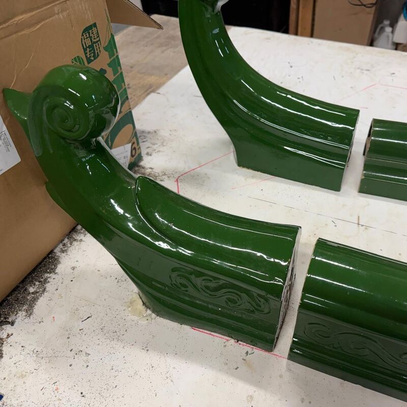 Paviliun bergaya Tionghoa dengan bingkai kaca hijau Retro Tekstur Kayu Lapangan Lansekap Gazebo untuk Dekorasi Alam Balkon