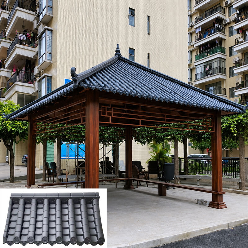 Traditional Chinese Roofing Design Weather-Resistant PP Plastic Roofing Shingle Easy Install Roof Sheet for Hotels Parks Villas