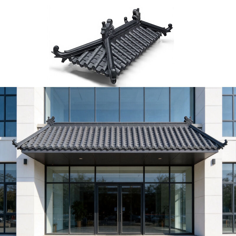 Panel Atap Bergelombang Industri Genteng Antik Plastik Resin PVC Gaya Tradisional Cina untuk Aplikasi Hotel