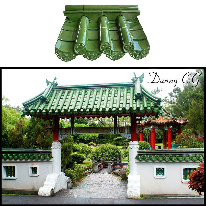 Peti atap kaca hijau Cina bergaya klasik Peti keramik untuk bangunan atap Taman Kuil Paviliun Rumah Teh