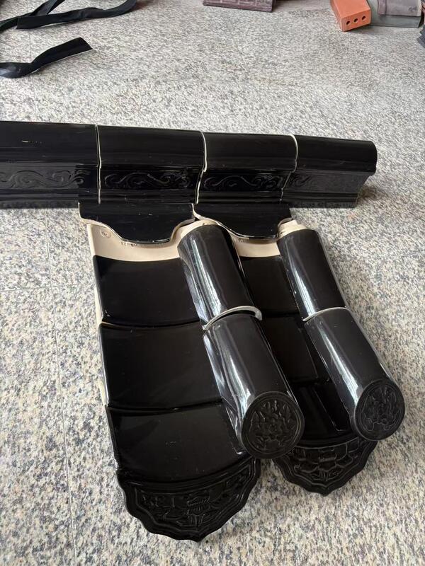 Antique Chinese Style Black Glazed Roof Tile Ceramic Glossing Roofing Bamboo Tiles untuk Rumah Tradisional Kuil Gazebo