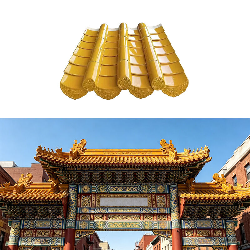 Imperial Yellow Glazed Roof Tile Authentic Chinese Style Antique Ceramic Tile for Temple Palace Villa Roofing tahan lama & tahan cuaca