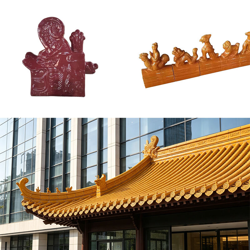 Klasik Cina Kuning Kaca Atap Genteng Antique Porcelain Genteng Atap Keramik Gelang untuk Cina Gaya Kuil & Taman Gazebo Rumah Restorasi