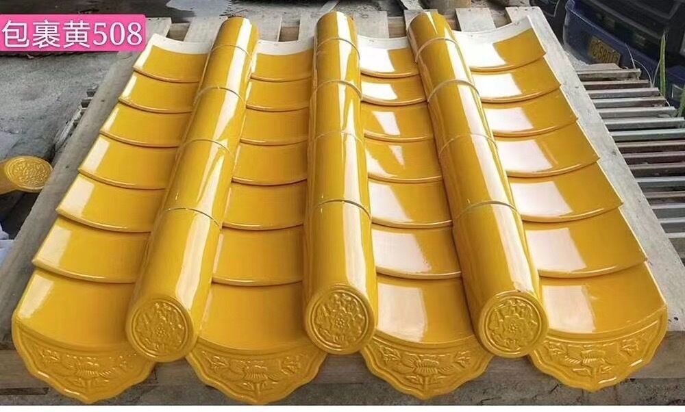 Klasik Cina Kuning Kaca Atap Genteng Antique Porcelain Genteng Atap Keramik Gelang untuk Cina Gaya Kuil & Taman Gazebo Rumah Restorasi