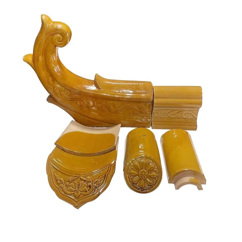 Klasik Cina Kuning Kaca Atap Genteng Antique Porcelain Genteng Atap Keramik Gelang untuk Cina Gaya Kuil & Taman Gazebo Rumah Restorasi