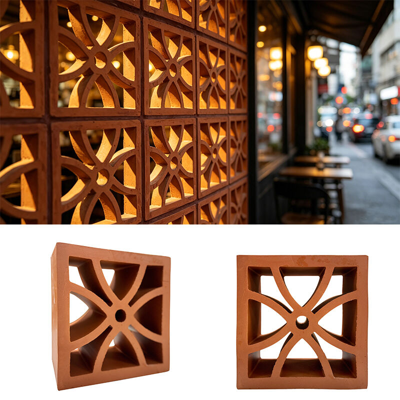 Bahan Bangunan Layar Dinding Terracotta Breeze Block Fasad yang terforasi Bata Dinding Dekoratif Blok Ventilasi Kerongkongan