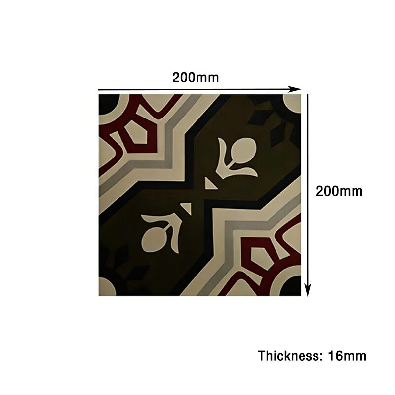 Retro Style Cement Encaustic Tile Floral Pattern Dekoratif Tile Untuk Partisi Indoor Dan Taman Luar Ruangan